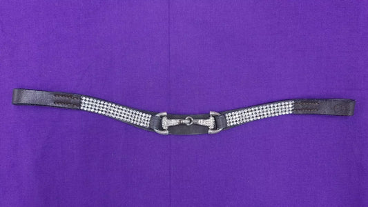 Browband Crystal Sparkly Blingy For Shetland 13" Black Leather