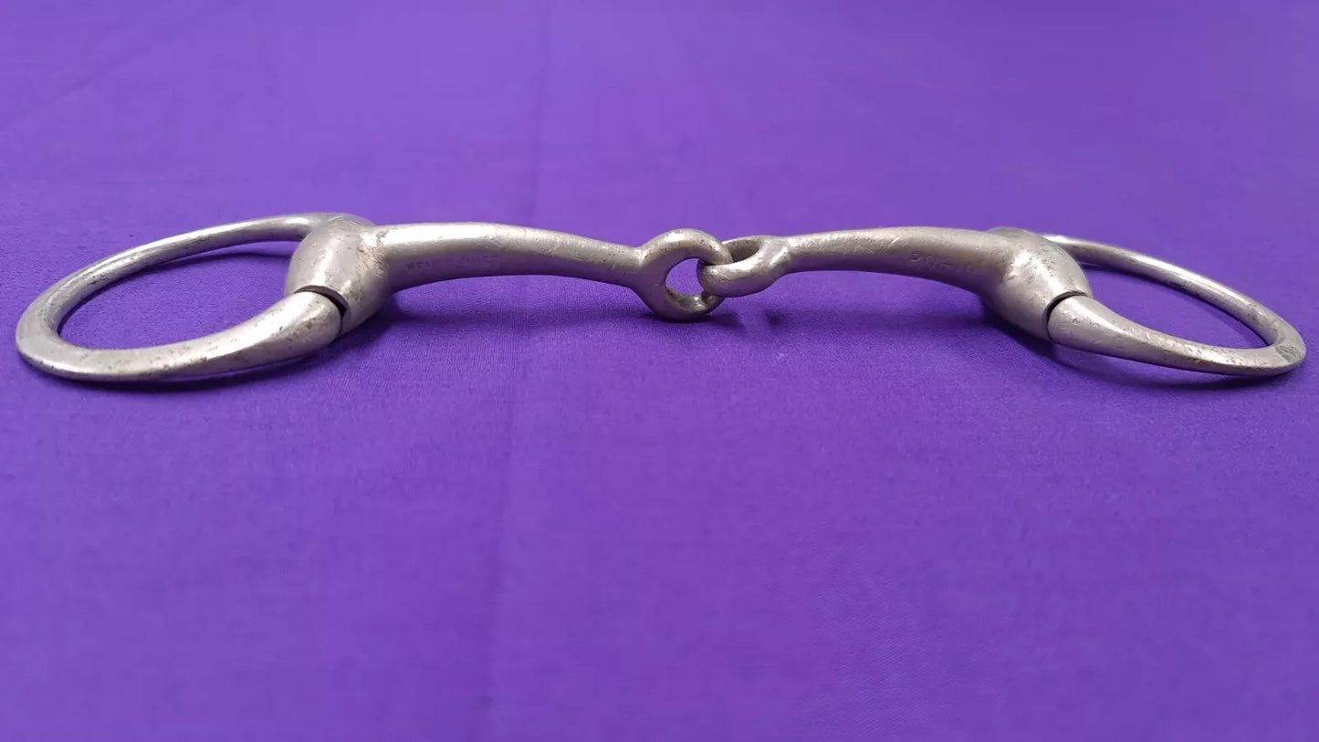 5" Vintage Flat Ring Single Joint Eggbutt Snaffle Horse Bit