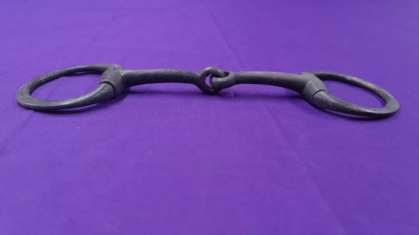 5.5" Vintage Cast Iron Flat Ring Single Joint Eggbutt Snaffle Horse Bit