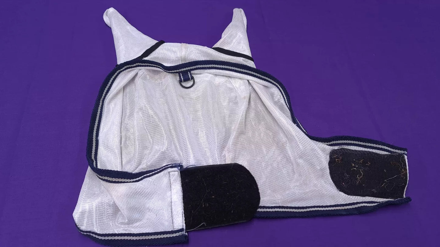 Cob Size White Horse Fly Mask With Ears