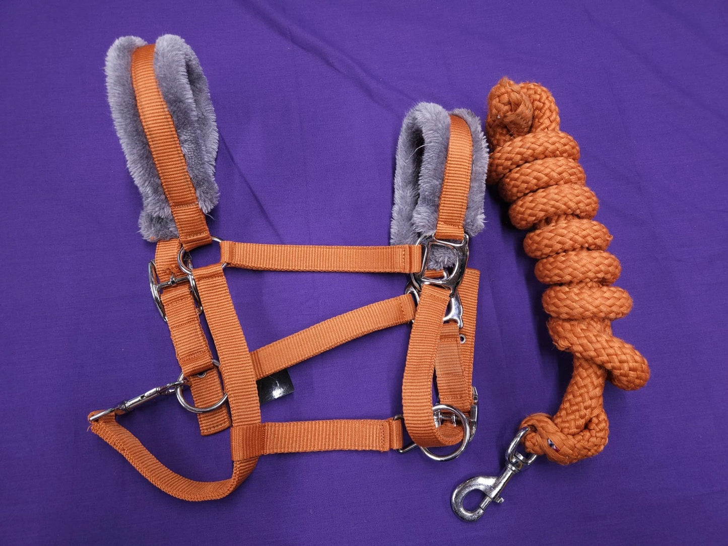 HY Sport Active Full Size Orange And Grey Comfort Horse Headcollar And Lead Rope HC82