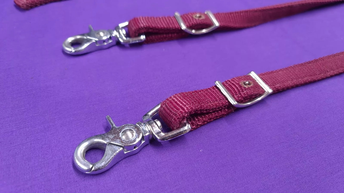 7' Burgundy Soft Nylon Horse Riding Split Reins