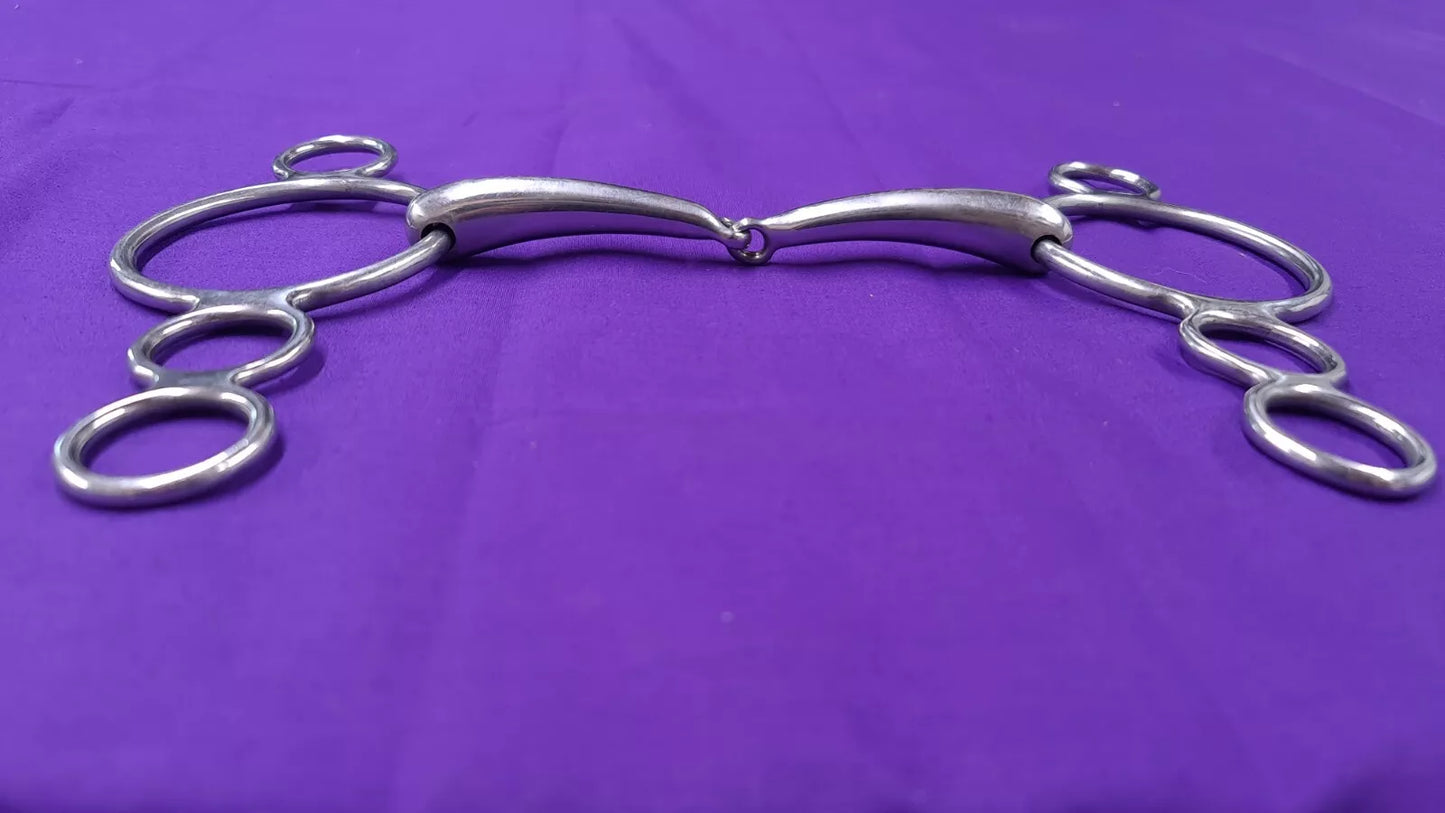 5.5" 3 Ring Dutch Single Joint Continental Gag Horse Bit