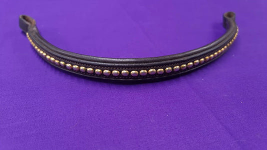 Brown Leather Browband With Gold Studs Size Pony