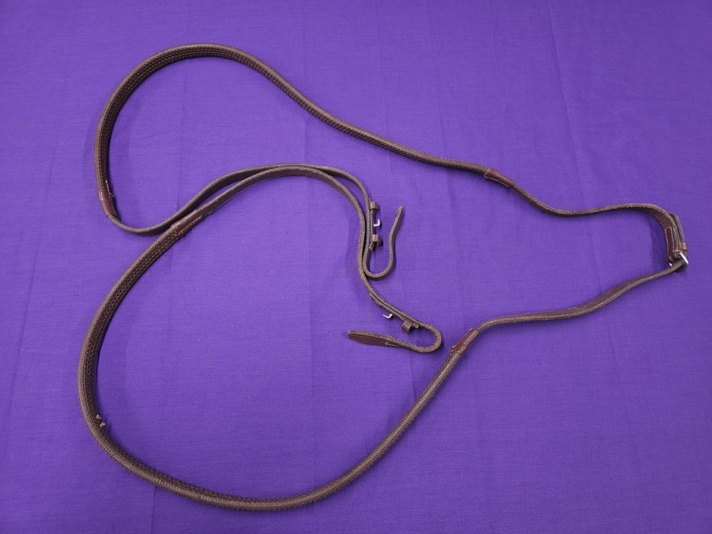 56" Brown Leather And Rubber Grippy Horse Reins R132