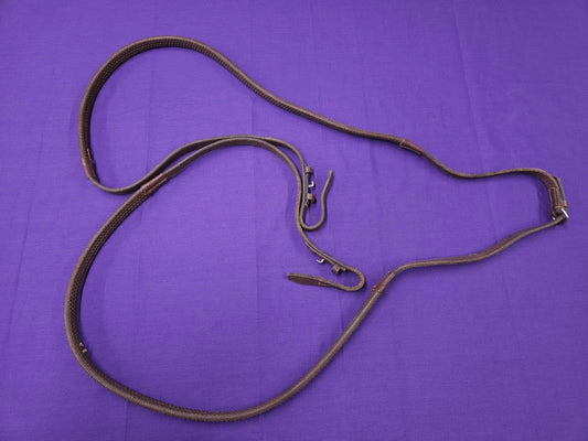 56" Brown Leather And Rubber Grippy Horse Reins R132