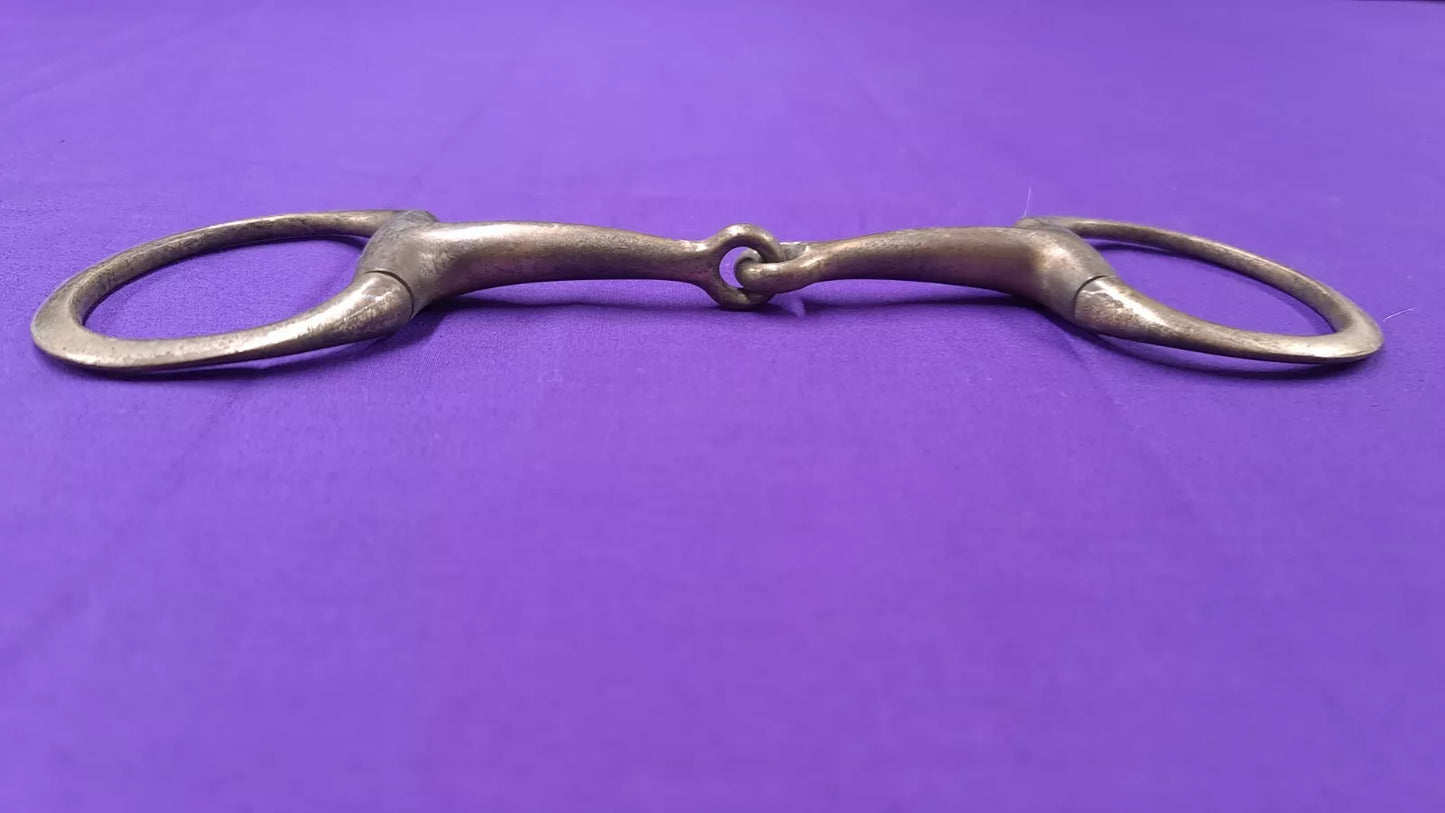 5" Vintage Large Flat Ring Single Joint Eggbutt Snaffle Horse Bit