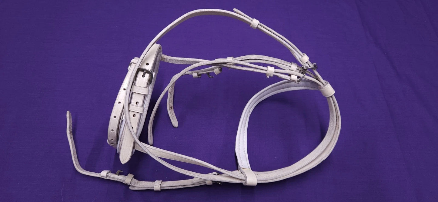 White Pony Size Horse Bridle With Flash And Reins BR370