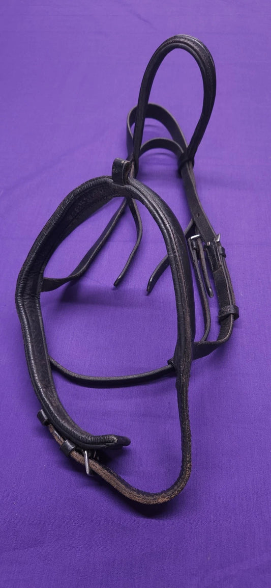 Full Size Black Leather Cavesson Horse Bridle BR436