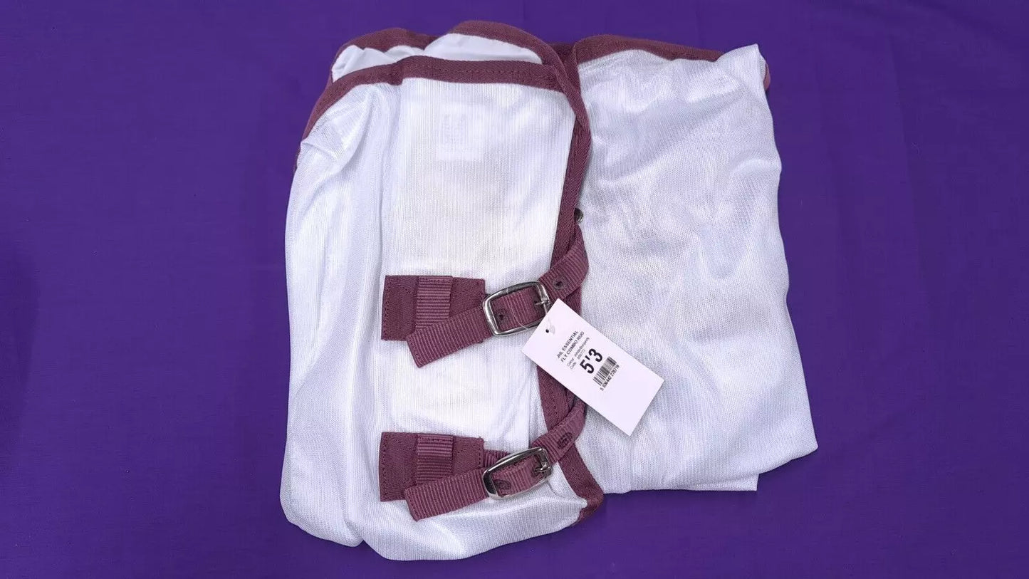 5'3 JHL Horse Combo Fly Sheet White and Burgundy