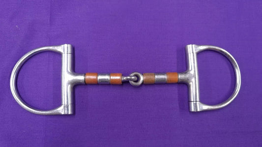 5" D Ring Horse Snaffle Bit With Copper And Steel Roller Single Joint