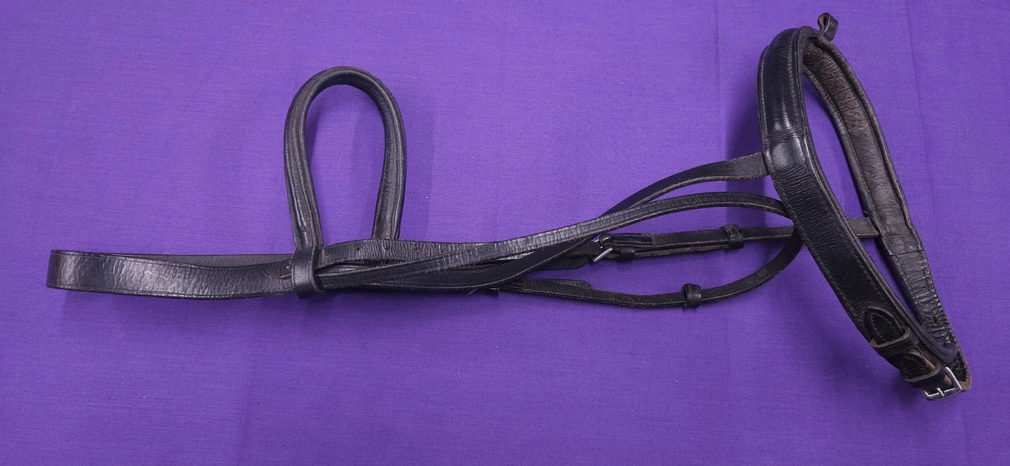 Full Size Black Leather Cavesson Horse Bridle BR436
