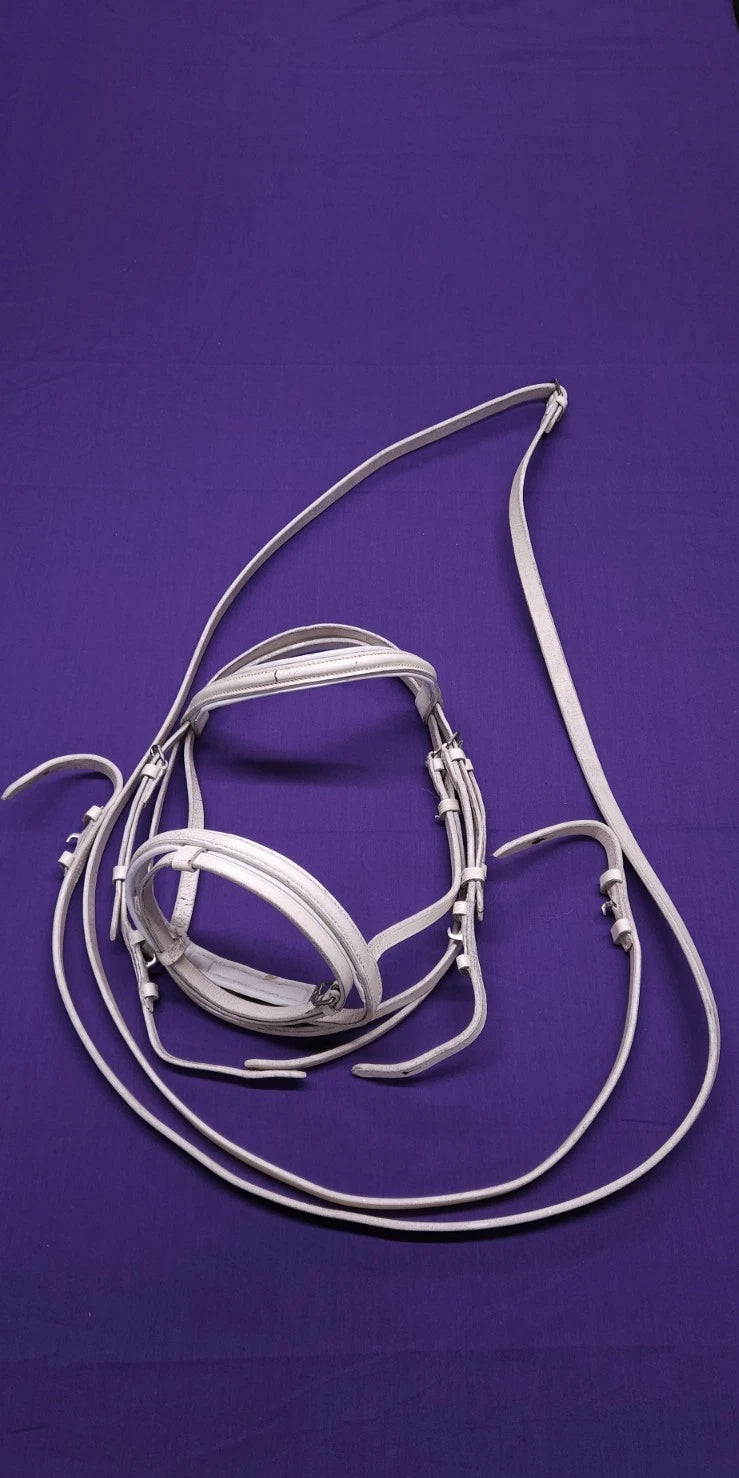White Pony Size Horse Bridle With Flash And Reins BR370