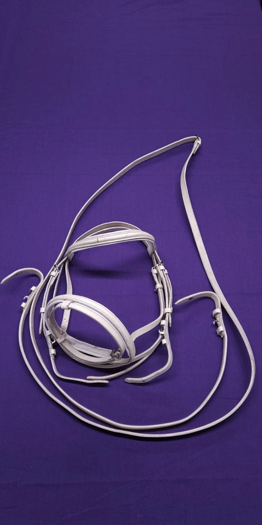 White Pony Size Horse Bridle With Flash And Reins BR370