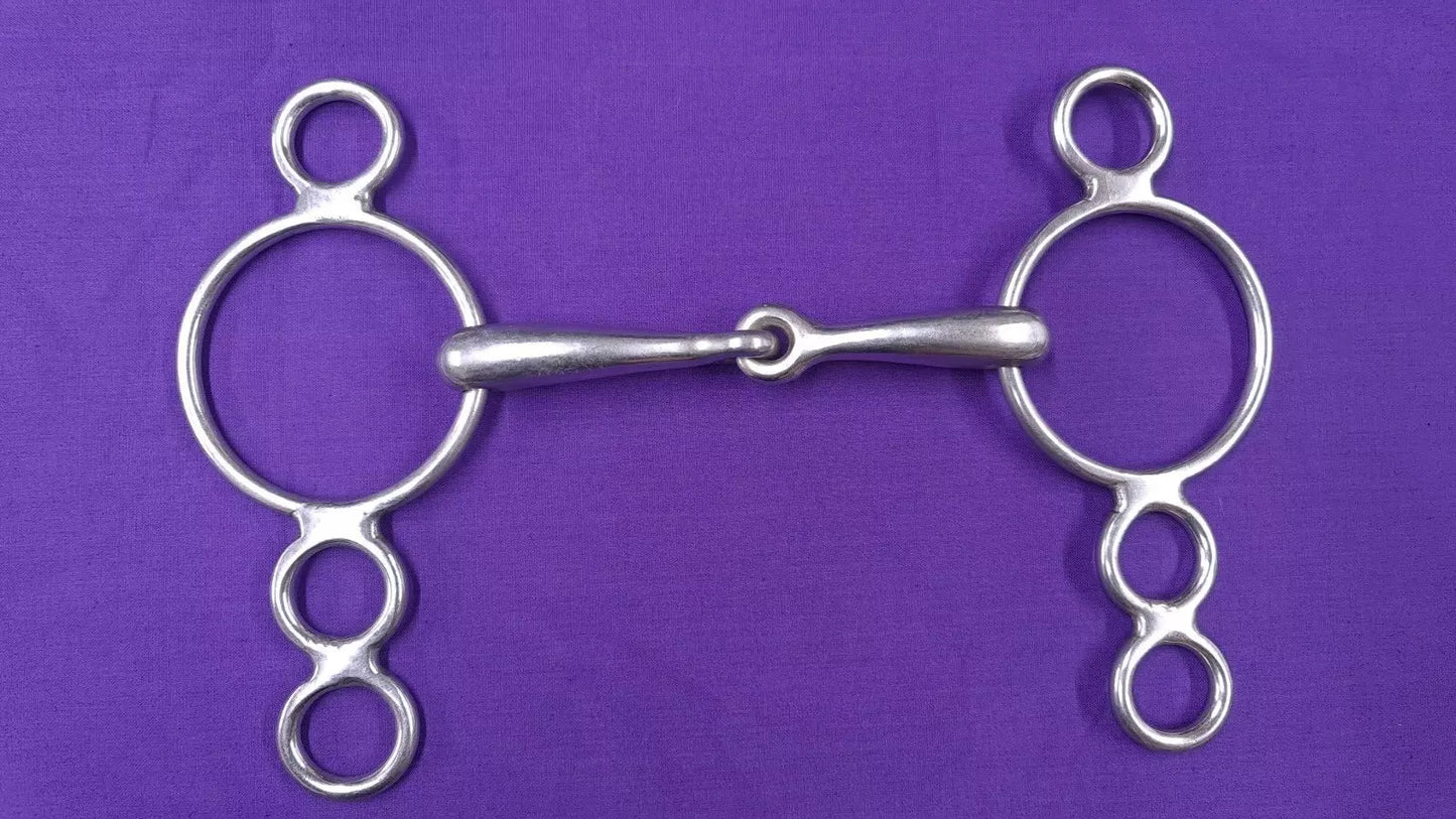 5" 3 Ring Dutch Gag Single Joint Horse Bit