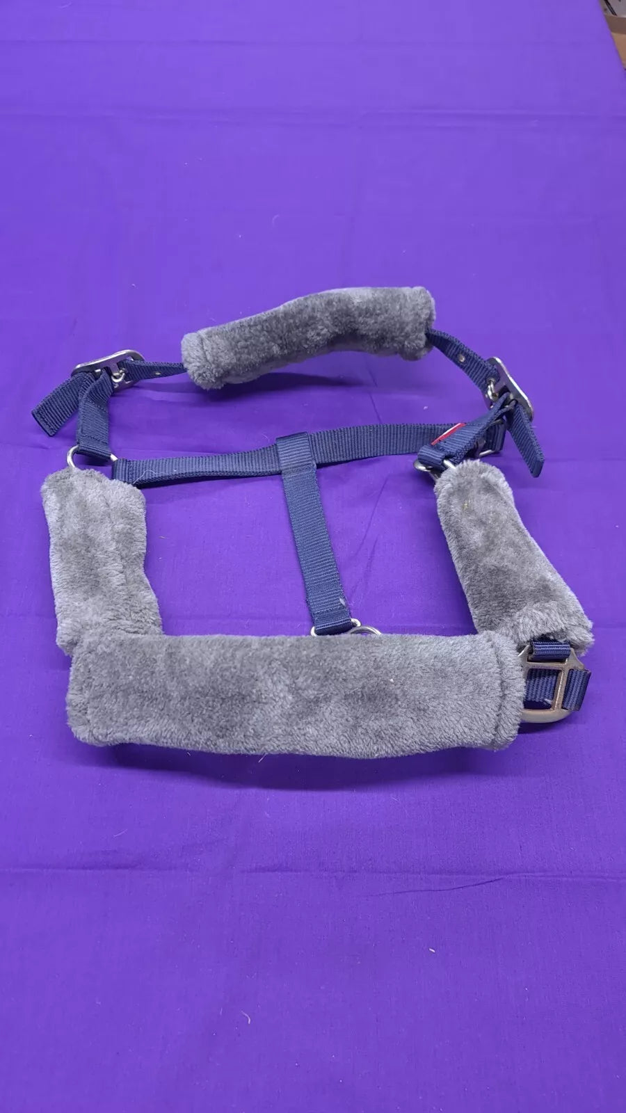 Cob Sized Le Mieux Ultra Luxe Comfort Headcollar Navy And Grey