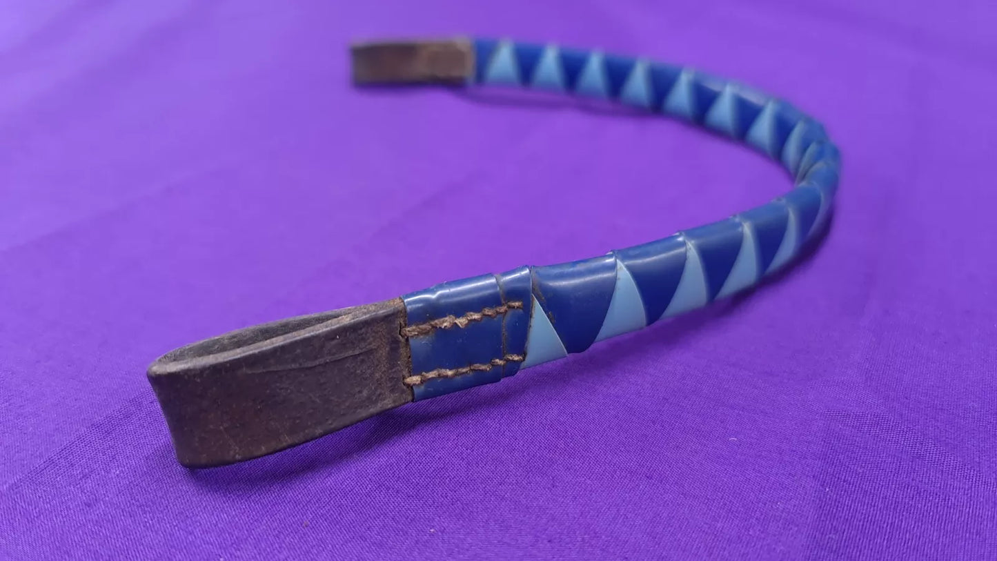 Full Sized Two Tone Blue Plastic Coated Brown Leather Show Browband