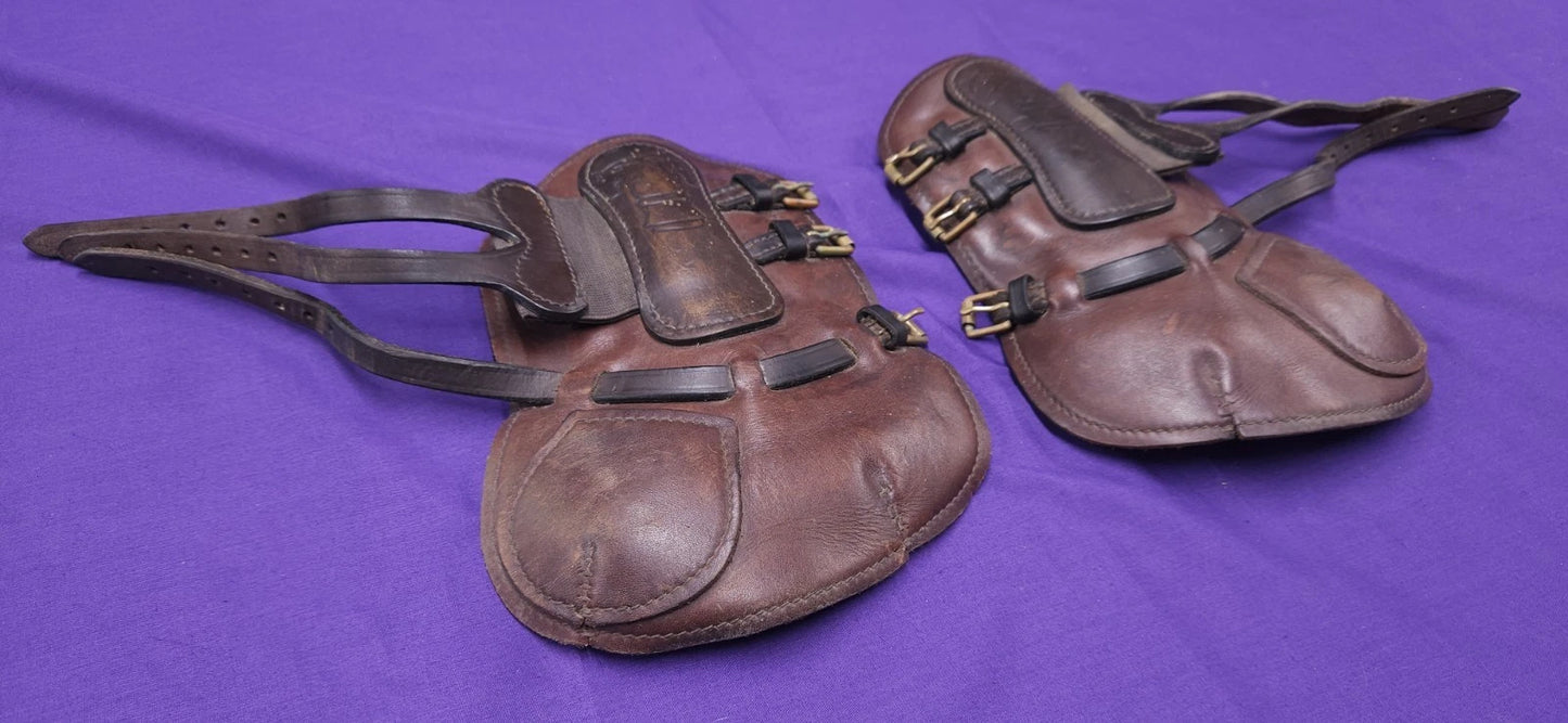 Sabre Full Size Brown Leather Horse Tendon Boots HB150