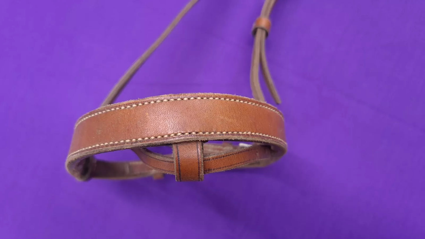 Pony Sized Tan Coloured Noseband With Flash Horse Bridle Part