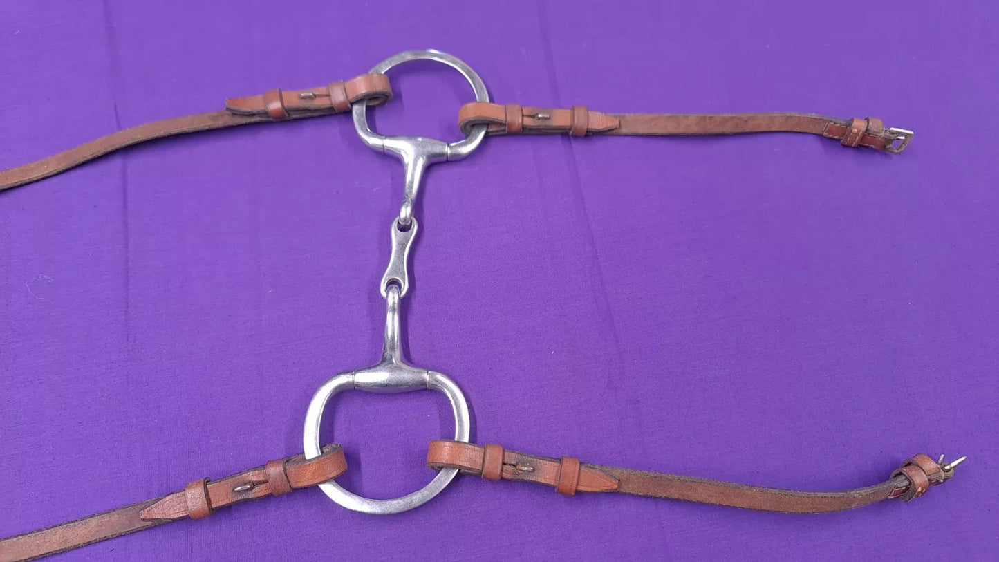 Eggbutt Snaffle With Tan Leather Cheeks And Reins 5"