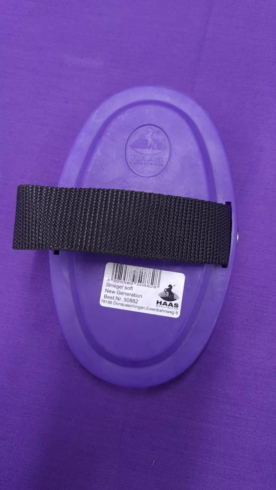 Haas Purple Rubber Soft-Touch Striegel Curry Comb