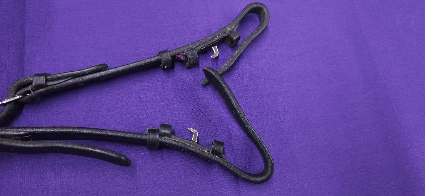 Pony Size Black Horse Bridle With Crank Lilac Noseband And Flash BR430