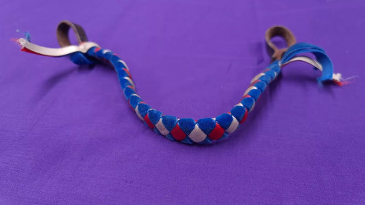 Pony Sized Velvet Red White And Blue Diamonds Patterned Browband