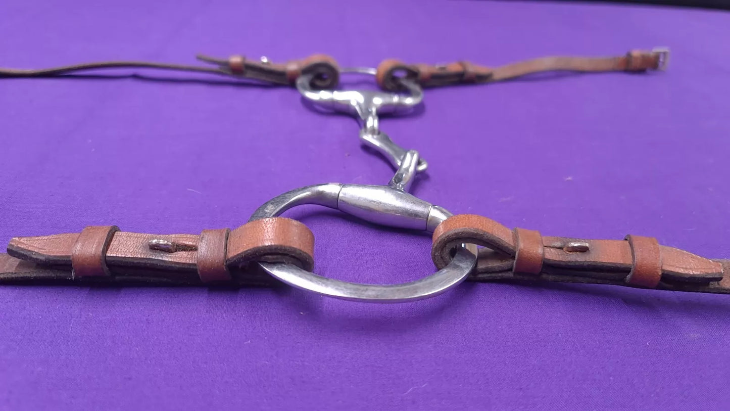 Eggbutt Snaffle With Tan Leather Cheeks And Reins 5"