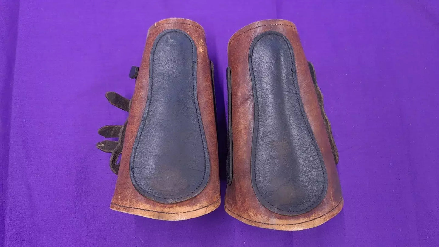 Vintage Brushing Fetlock Boots Pony Brown Black Leather