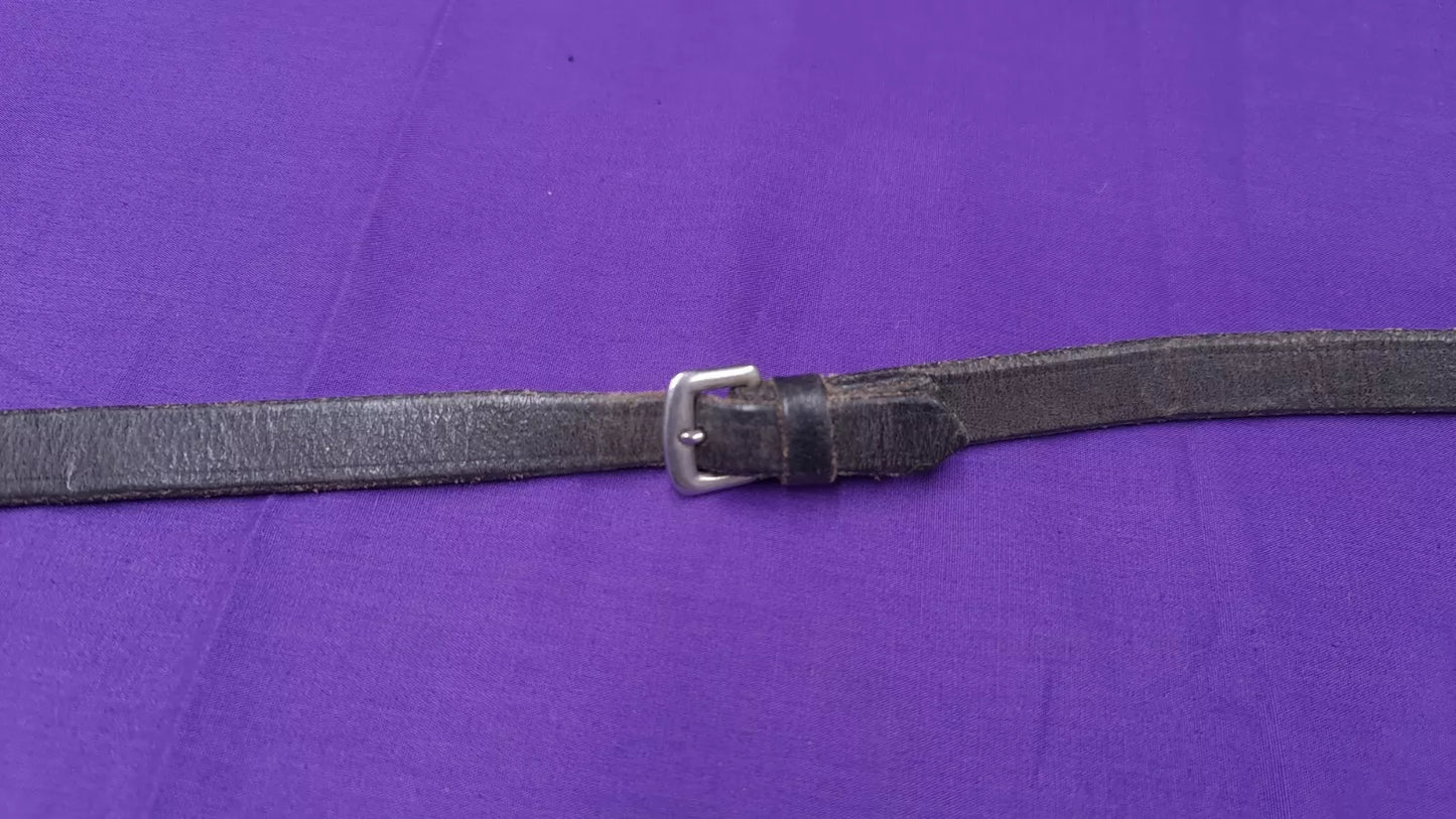 Sabre Black Leather Horse Riding Reins With Stoppers