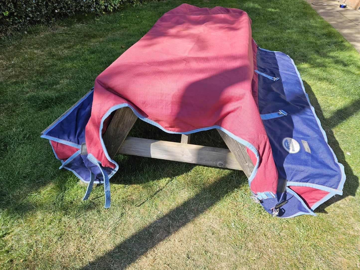 6'3 Weatherbeeta Red & Blue Freestyle Orican High Heavy Horse Turnout Rug RU196