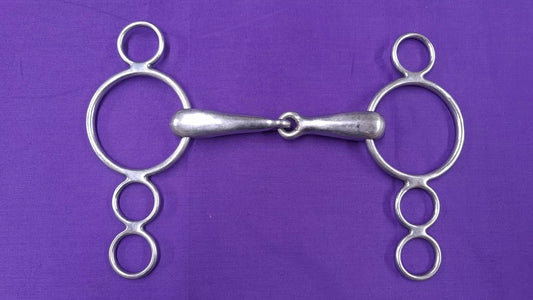 5" 3 Ring Single Joint Dutch Continental Gag Horse Bit