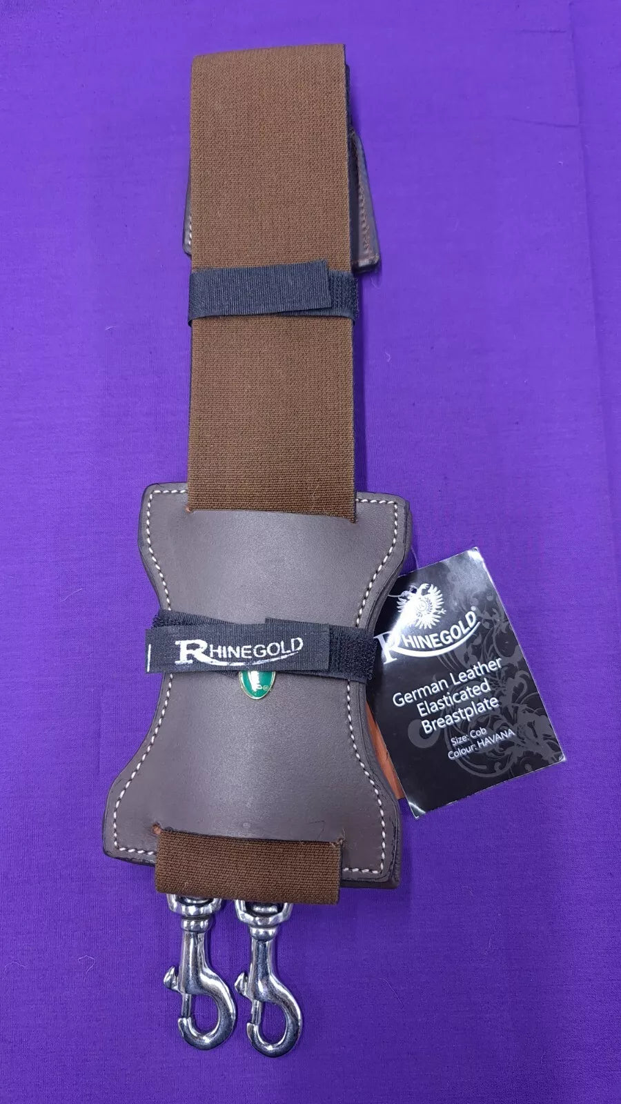 Elasticated Breastplate Rhinegold Leather Cob Brown