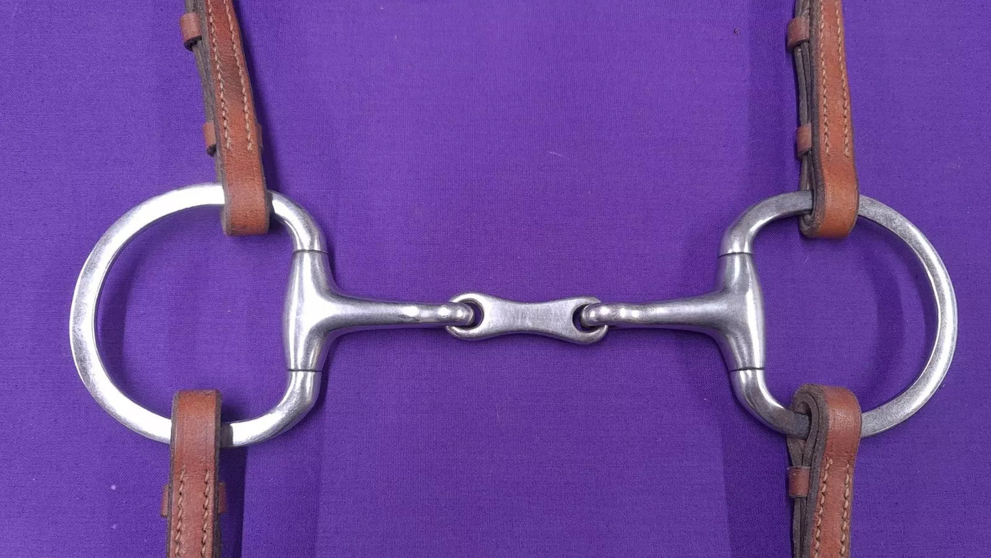 Eggbutt Snaffle With Tan Leather Cheeks And Reins 5"