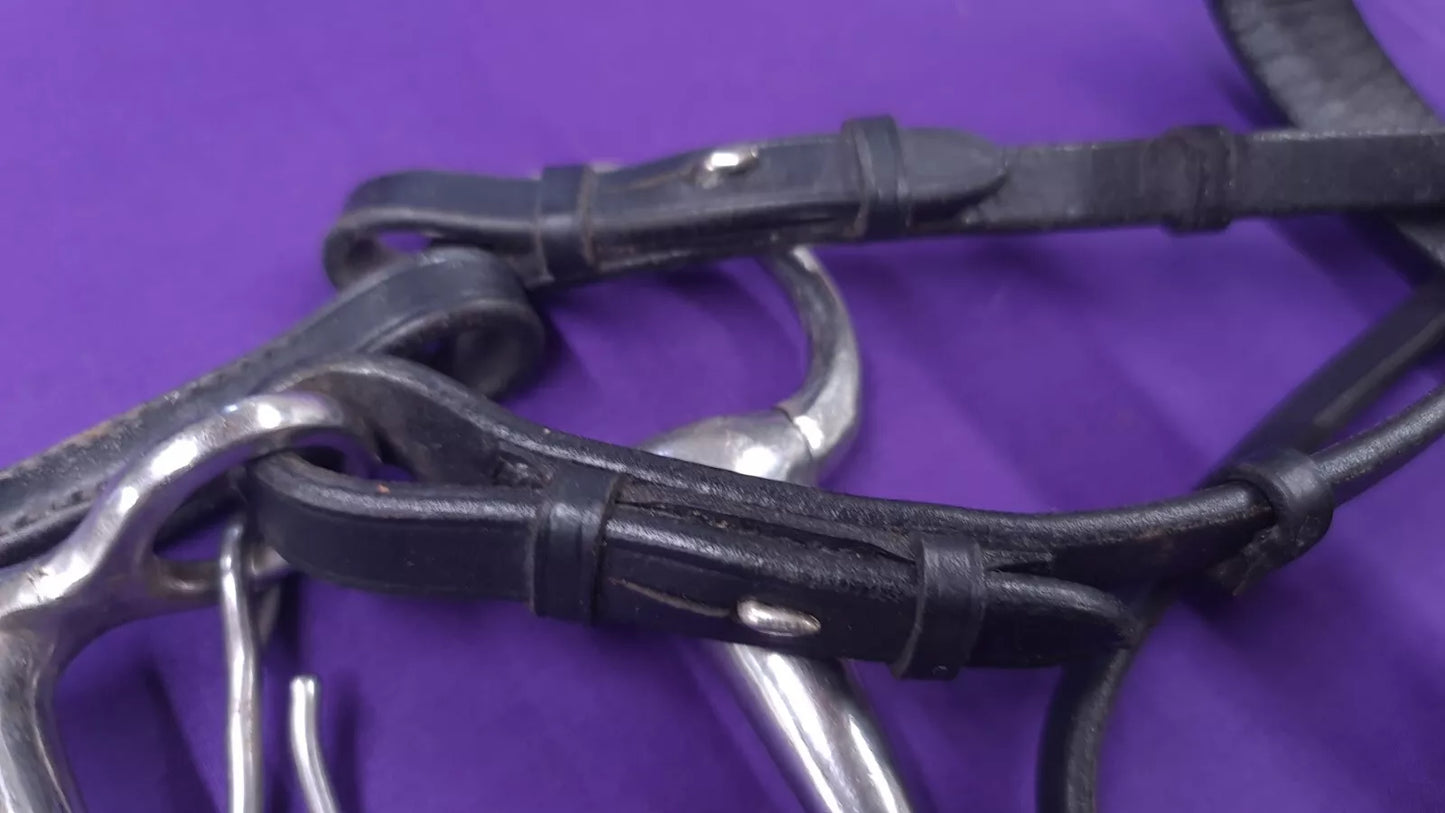 Double Bridle Pony Black Leather With Bits And Reins