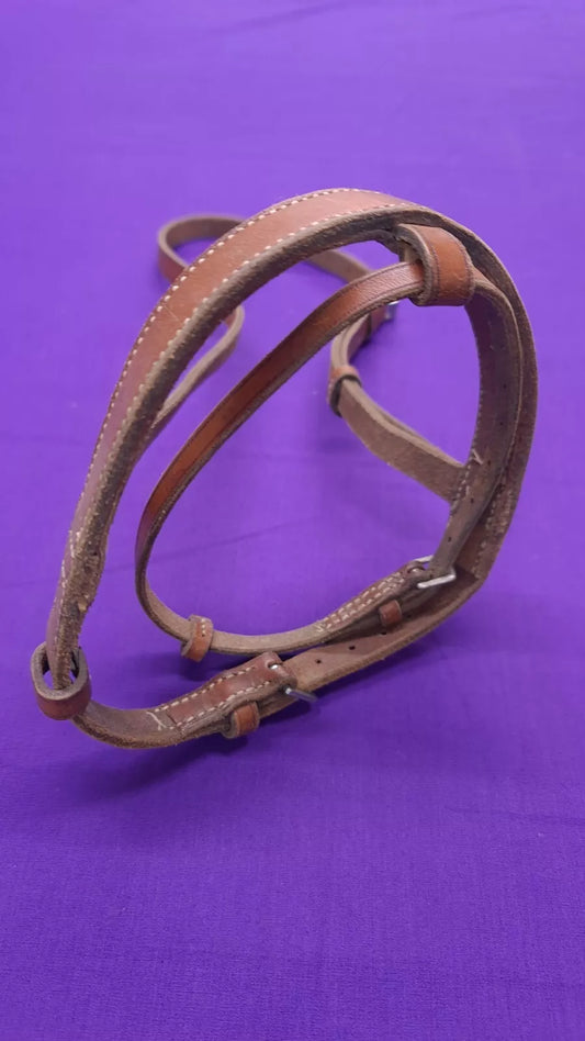 Pony Sized Tan Coloured Noseband With Flash Horse Bridle Part