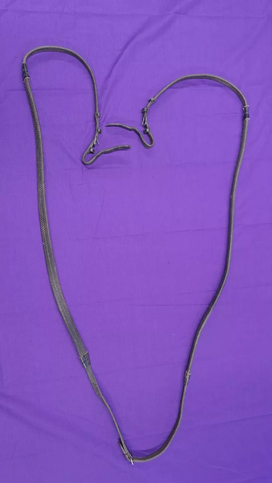 Black Rubber Grippy Horse Riding Reins Size Full