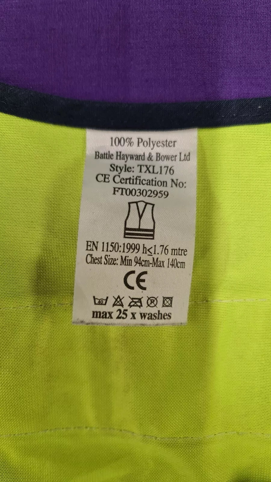 Hi-Viz Yellow Reflective Bib Size Large to XL