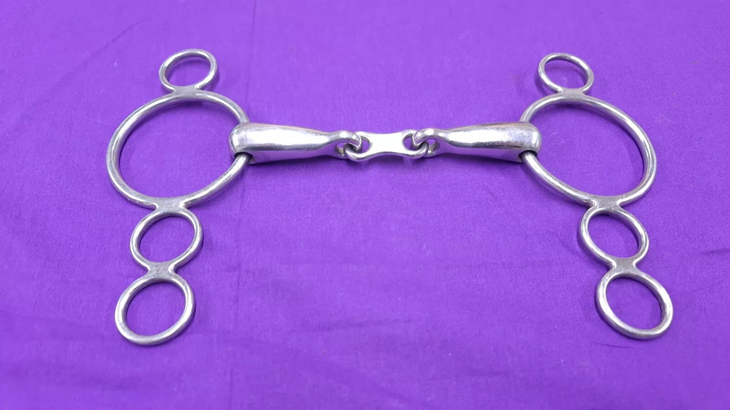 Dutch Gag 6" 3 Ring Horse Bit With French Link