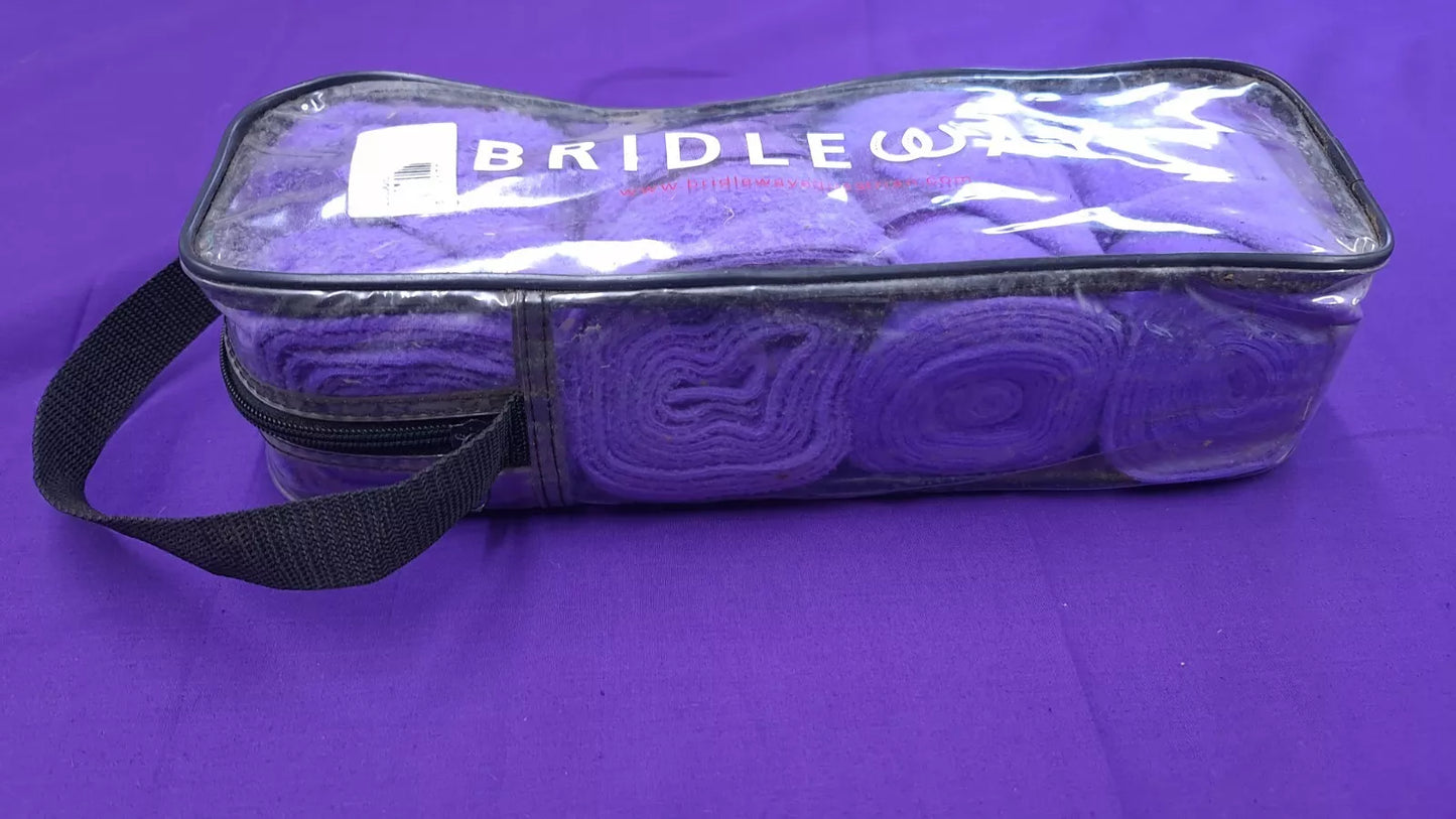 Horse Leg Bandages Bridleway Purple Wraps x 4