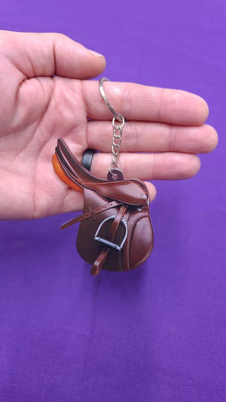 English Style Horse Saddle Keyring