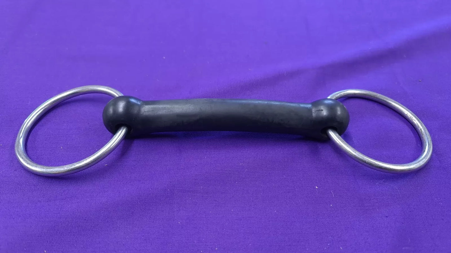 Snaffle Horse Bit With Rubber Mullen Loose Ring Straight Bar 5"