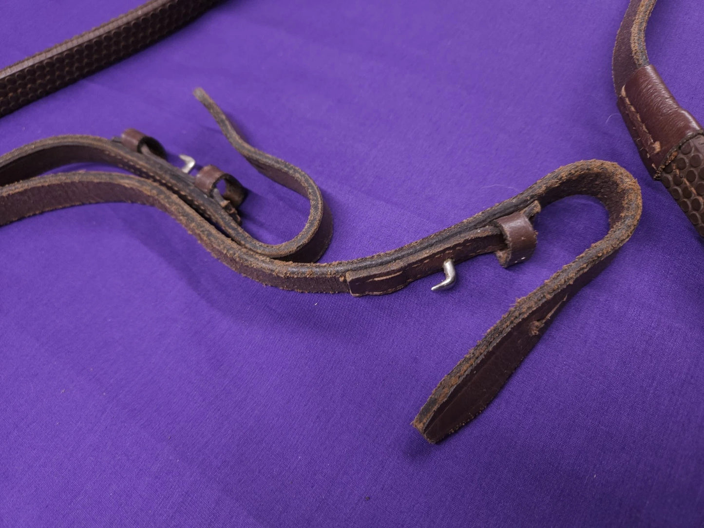 56" Brown Leather And Rubber Grippy Horse Reins R132