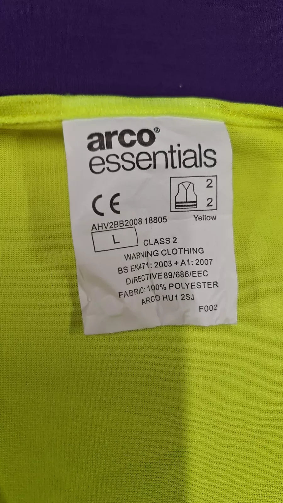 ARCO Hi-Viz Yellow Vest Size L